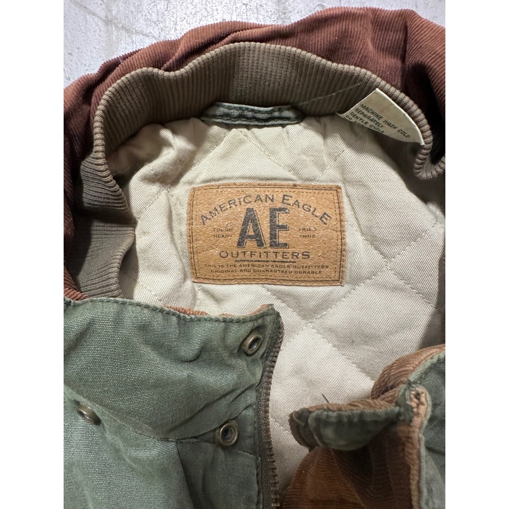 Vintage American Eagle Outfitters Canvas Field Jacket Olive Green Distressed L - Picture 3 of 10